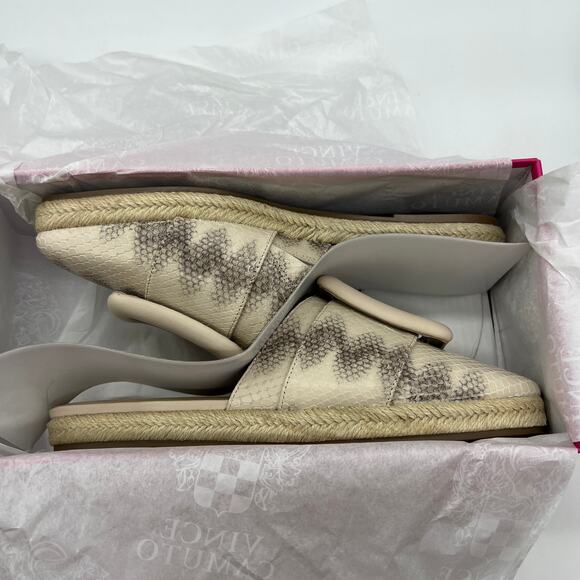 Vince Camuto Shoes Size 7.5 Buckle Espadrille Mules Jinannie Zulu Snake - Picture 3 of 12